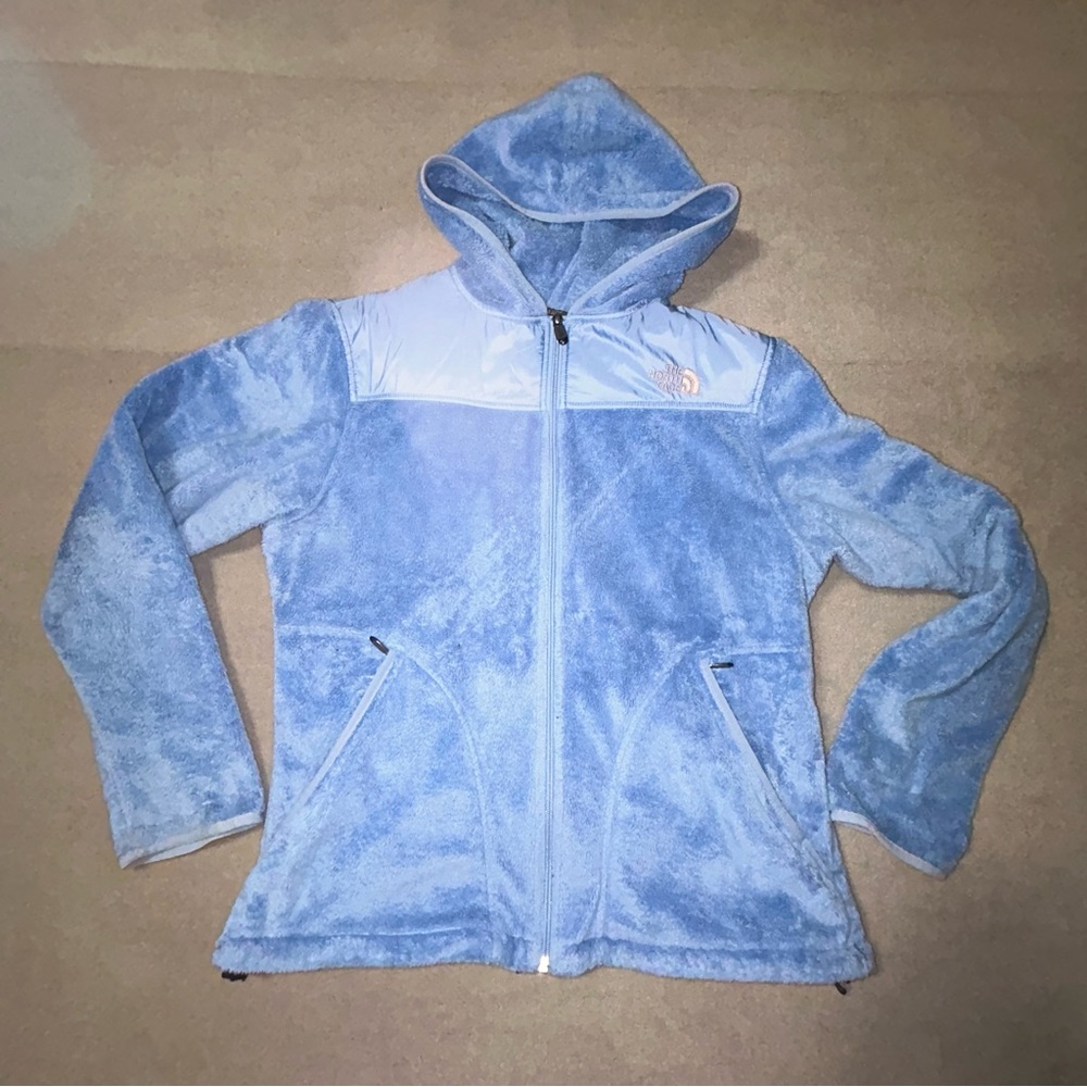 The North Face Blue Fuzzy Fleece Full-zip Jacket w/Hood - Women’s Size XL